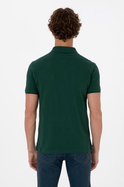 Поло Slim Fit Basic темно-зеленая из хлопка