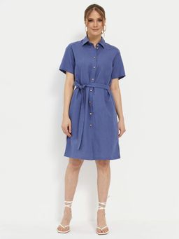 из 100% льна премиального качества. Платье Лион синее - Vals фото 2