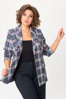 Костюм БелЭльСтиль 412/601 синяя клетка + синий однотон  фото 2