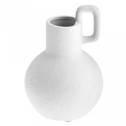 Ваза керамическая "Кувшин" 950мл, д13см h19,3см, горло - 4,5х4,2см, матовая, фактурная глазурь, цвет - белый, в коробке (Китай)