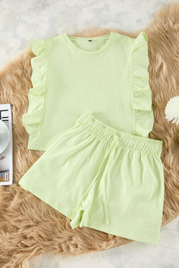 Trendyolmilla Pembe %100 Pamuklu F?rf?rl? Sortlu Orme Pijama Tak?m? THMSS23PT00175  фото 10