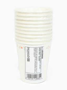 Цена за 10 шт. Стакан одноразовый бумажный Керамика с цветами, белый, 250 мл