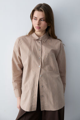 Kahverengi Cizgili Dokuma Gomlek TWOSS26GO00148 - Trendyolmilla фото 2