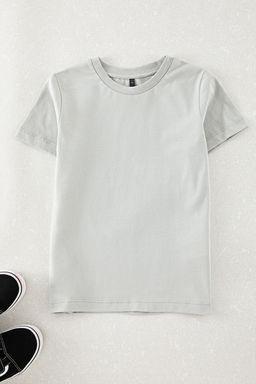 Gri Erkek Cocuk S?rt Bask?l? Orme T-Shirt TKDAW25TS00027 - Trendyolmilla фото 2