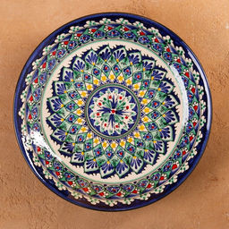 Ляган узбекский Риштанская Керамика «Узоры», d=25 см, синий