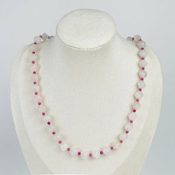 Бусы из мадагаскарсого Розового кварца и Турмалина - Радуга самоцветов фото 3