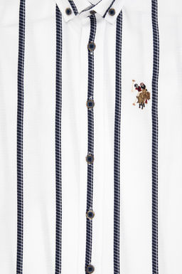 Темно-синяя рубашка с длинным рукавом для мальчика - U.s. polo assn фото 4