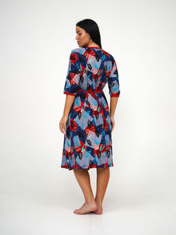 Халат женский, цвет синий красный