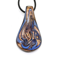 Подвеска из муранского стекла Лист 30**58мм цв.васильковый