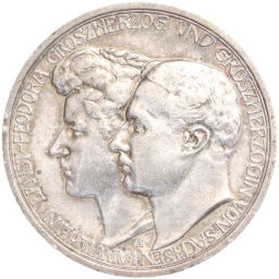 Монета 3 марки 1910 года A Германия (Саксен-Веймар-Aйзенах) Свадьба Вильгельма и Феодоры