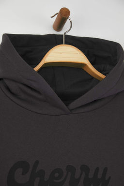 Teen Antrasit Oversize/Genis Kal?p Kiraz S?rt Bask?l? Ici Polarl? Orme Sweatshirt TWOAW26SW00019 - Trendyolmilla фото 8