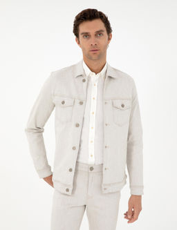 Бежевая джинсовая куртка классического кроя - Cacharel фото 3