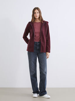 Kap??onlu Polar Kad?n Fermuarl? Sweatshirt