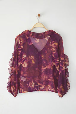 Murdum Sifon Transparan Cicekli F?rf?rl? Dokuma Gomlek TWOSS25GO00063