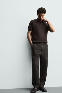 POLO PUNTO REGULAR FIT ALGOD?N - LINO / Chocolate - Zara фото 6