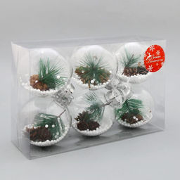 Ёлочные игрушки Льдинка - шишки, шары новогодние, d=8 см, набор 6 шт., прозрачный - Зимнее волшебство фото 6