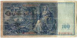 Банкнота 100 марок 1910 года Германия