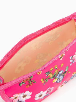 Косметичка на молнии, треугольная, маленькая, с рисунком, розовая