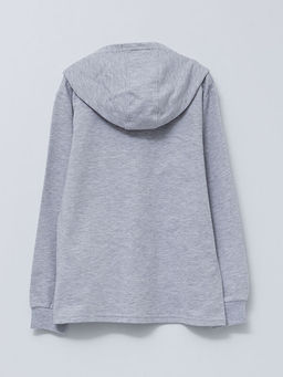 Kap??onlu Bask?l? Uzun Kollu Erkek ?ocuk Fermuarl? Sweatshirt - Waikiki фото 2