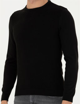 Siyah Slim Fit Bisiklet Yaka Triko Kazak - Pierre cardin фото 6