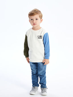 Bisiklet Yaka Uzun Kollu Bask?l? Erkek Bebek Sweatshirt - Waikiki фото 2