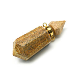 Парфюмерный флакон-кулон из яшмы бежевой 14*14*42мм