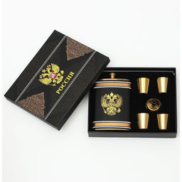 Подарочный набор Герб: фляжка 270 мл, 4 стопки, воронка