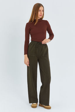 TRENDYOLMILLA Siyah Cep Detayl? Kot Gorunumlu Wide Leg/Genis Paca Dokuma Pantolon TWOSS25PL00076  фото 2