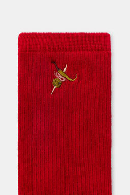 CALCETINES MICRO CANAL? BORDADO GILDA / Rojo - Zara фото 2