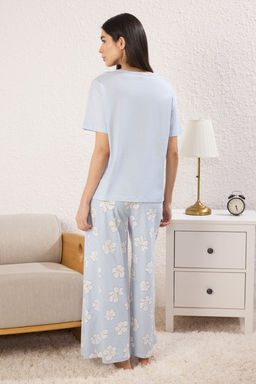 Trendyolmilla Lila %100 Pamuklu Cicekli Dugmeli Orme Pijama Tak?m? THMSS25PT00179  фото 4