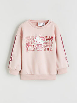 Bisiklet Yaka Hello Kitty Bask?l? K?z ?ocuk Sweatshirt ve Pantolon