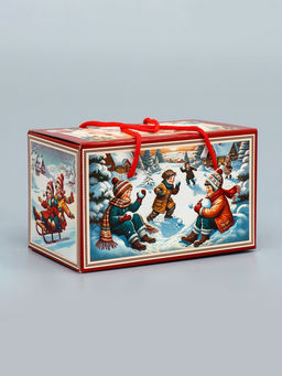 Цена за 2 шт. Подарочная новогодняя коробка Счастливые деньки , Посылка 20?12?12 см