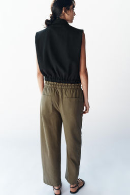 PANTAL?N TAPERED CINTURA EL?STICA / Khaki - Zara фото 5