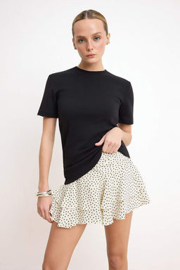 Bordo Fitted/Vucuda Oturan K?sa Kollu Pamuk Ribana Orme T-Shirt TWOSS26TS00080 - Trendyolmilla фото 5