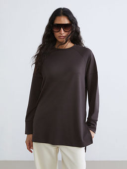 Bisiklet Yaka Oversize Kad?n Sweatshirt Tunik