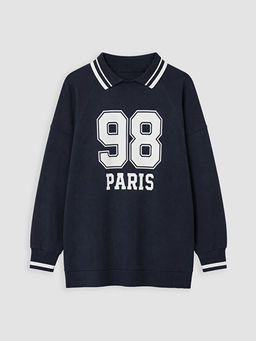 Polo Yaka Oversize Kad?n Sweatshirt Tunik