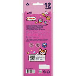 Карандаши цветные Комус Класс Kitty stickers 12 цв, 3мм, трехгранные, дер  фото 5