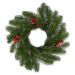 Декоративный венок Елка с ягодой д29см, малый, пластик, зеленый (Россия)
