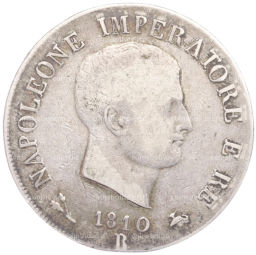 Монета 5 лир 1810 года В Наполеоновское Королевство Италия