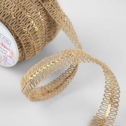 Тесьма декоративная холщовая с пайетками, 20 мм, 10±0.5 м, бежевая