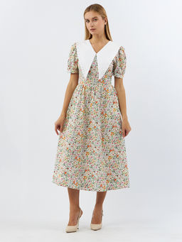 Платьеиз хлопка с большим контрастным воротником OD-935-2