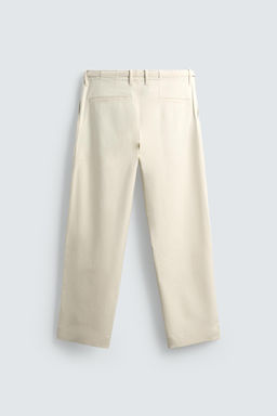 TWILL TEXTURED TROUSERS WITH BELT