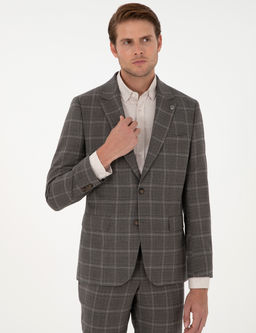 Kahverengi Slim Fit Ekose Y_nl_ Tak_m Elbise
