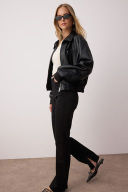 TRENDYOLMILLA Siyah Y?rtmacl? Yuksek Bel Flare Jeans TWOAW22JE0382  фото 2