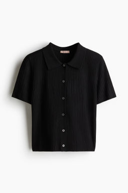 C?rdigan en punto de canal? con cuello camisero
