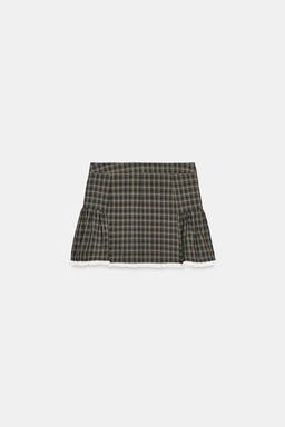 CHECK LACE MINI SKIRT - Zara фото 7