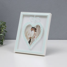 Фоторамка для фото13?18 см Сердце с бантиком, белый, бумага тиснение, 18?2?23 см