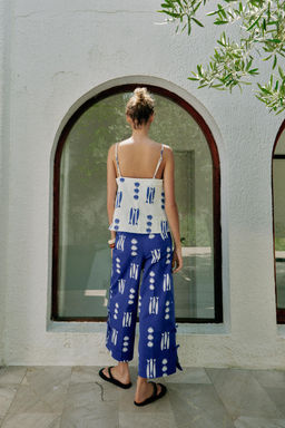 PANTAL?N CULOTTE ESTAMPADO LAZOS / Azul / Blanco