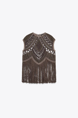 ZW COLLECTION BEADED CROCHET TOP - Zara фото 5