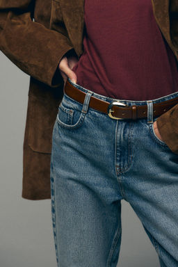 100% LEATHER BELT WITH OVAL BUCKLE - Zara фото 2